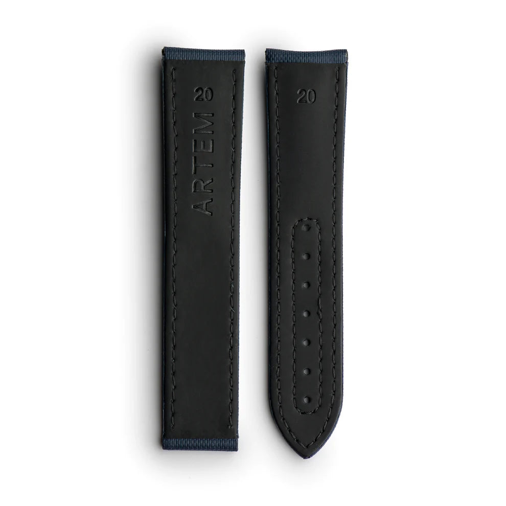 Artem Loop-Less Navy Blue Sailcloth Watch Strap with Navy Blue Stitching