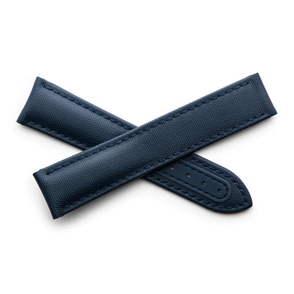 Artem Loop-Less Navy Blue Sailcloth Watch Strap with Navy Blue Stitching