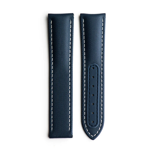 Artem Loop-Less™ Navy Blue Sailcloth Watch Strap with White Stitching