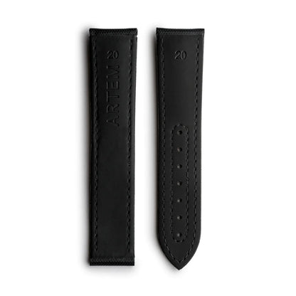 Artem Loop-Less™ Black Sailcloth Watch Strap with White Stitching