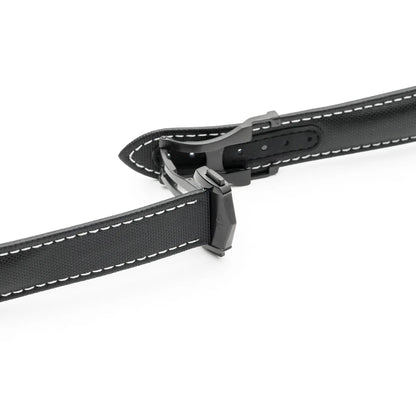 Artem Loop-Less™ Black Sailcloth Watch Strap with White Stitching