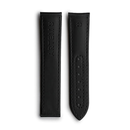 Artem Loop-Less Black Sailcloth Watch Strap with Black Stitching