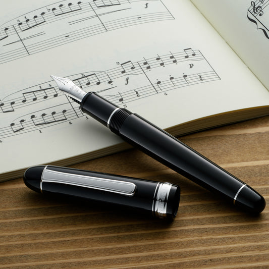 Platinum 3776 Black with Rhodium Trim Music Nib